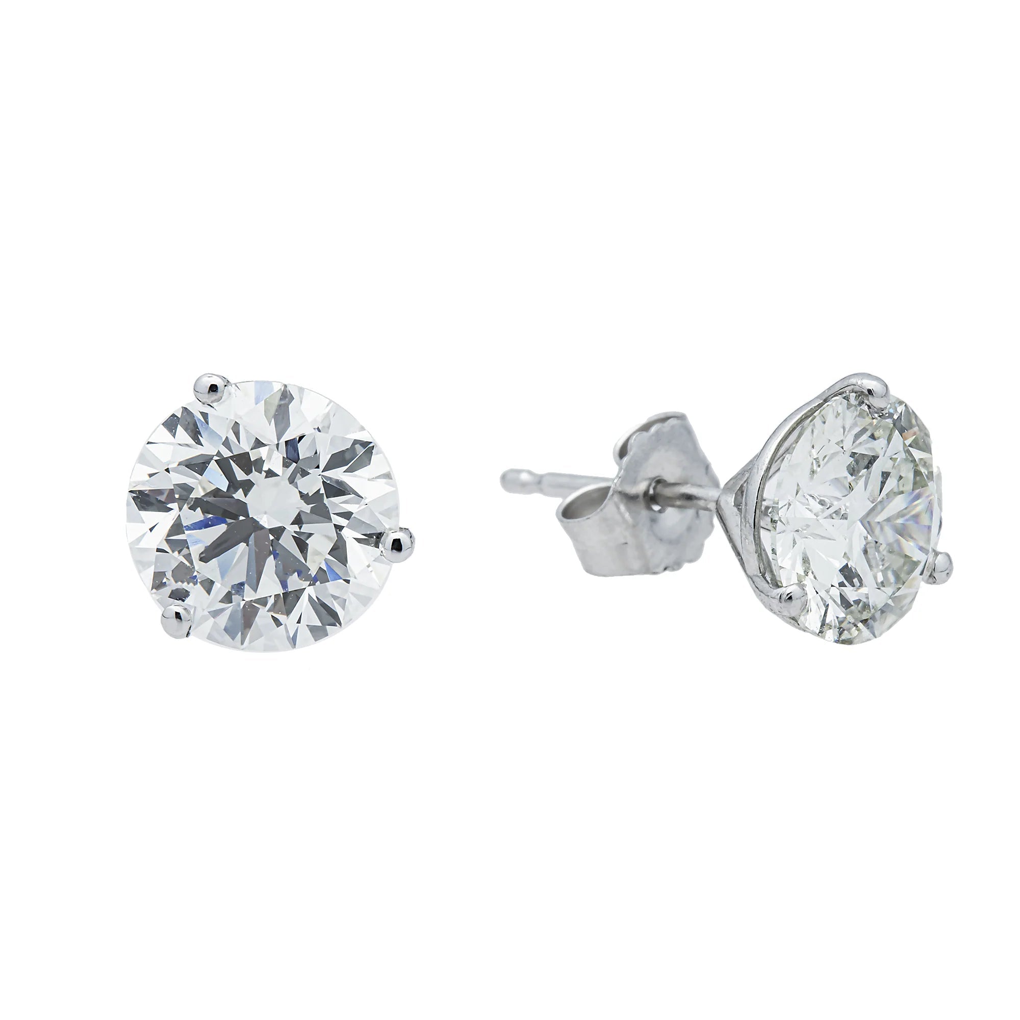 14K Gold Solitaire Round Diamond Stud Earrings 2.0ctw