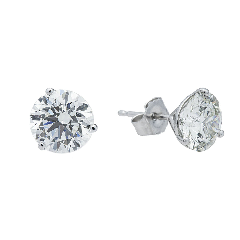 14K Gold Solitaire Round Diamond Stud Earrings 2.0ctw