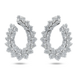 14K White Gold Marquise & Pear Diamond Open Hoop Earrings 14.78ctw