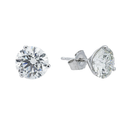 14K Gold Solitaire Round Diamond Stud Earrings 2.0ctw