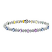 14K White Gold Oval Cut Rainbow Gemstone & Diamond Tennis Bracelet 10.15ct