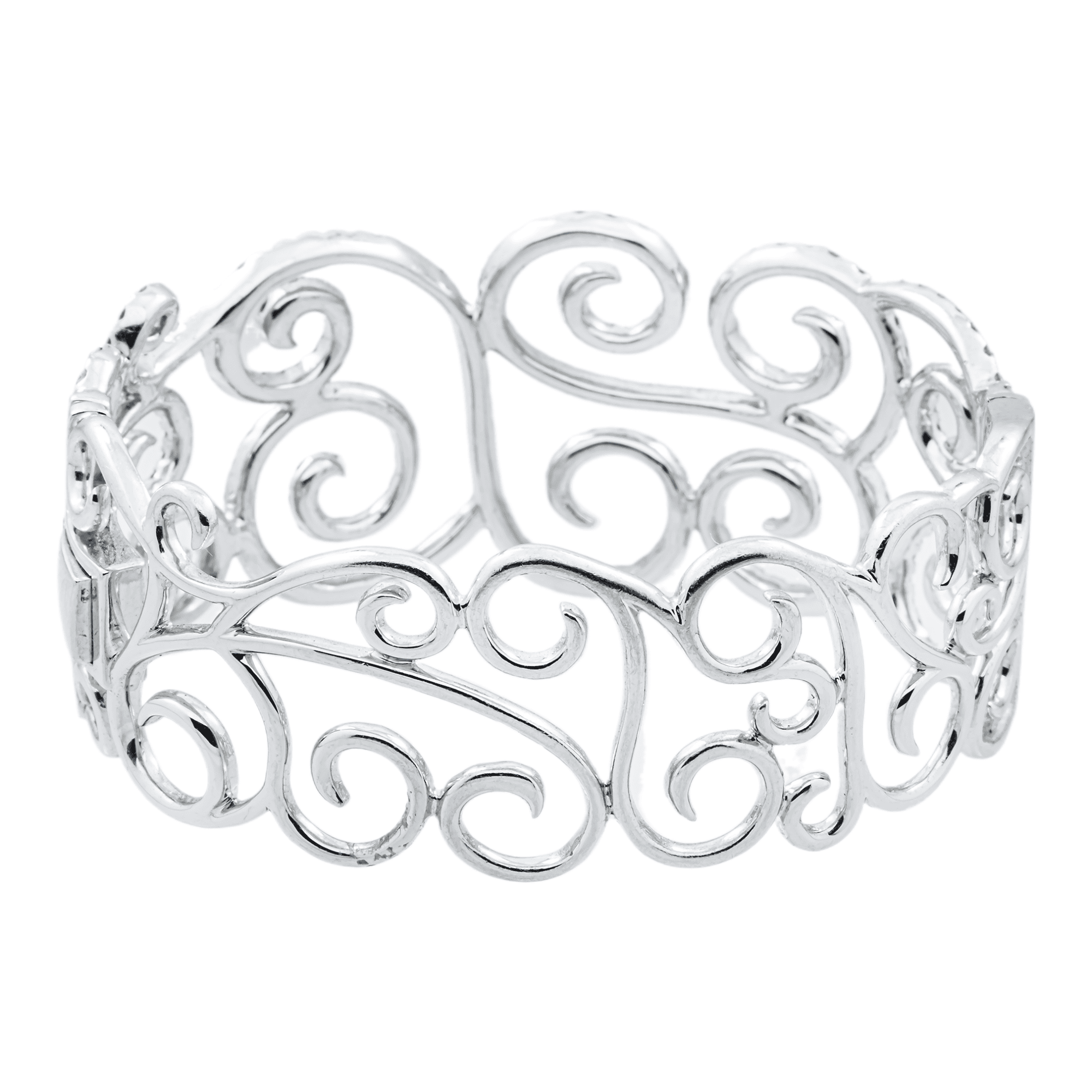 14K White Gold Round Diamond Bangle Bracelet 7.30ct