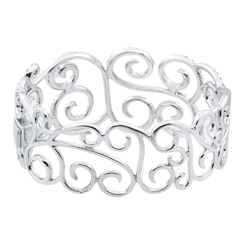14K White Gold Round Diamond Bangle Bracelet 7.30ct