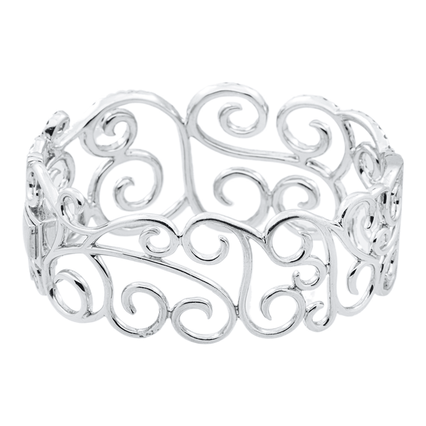 14K White Gold Round Diamond Bangle Bracelet 7.30ct
