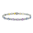 14K White Gold Oval Cut Rainbow Gemstone & Diamond Tennis Bracelet 10.15ct