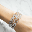 14K White Gold Round Diamond Bangle Bracelet 7.30ct