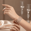 14K White Gold Round Diamond Bangle Bracelet 7.30ct