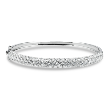 White Gold 5 Row Pave Set Round Diamond Bangle Bracelet 6.62ct