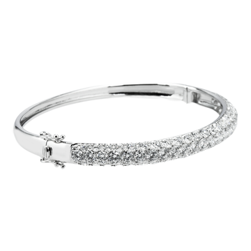 White Gold 5 Row Pave Set Round Diamond Bangle Bracelet 6.62ct