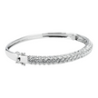 White Gold 5 Row Pave Set Round Diamond Bangle Bracelet 6.62ct