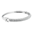 White Gold 5 Row Pave Set Round Diamond Bangle Bracelet 6.62ct