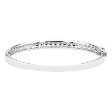 White Gold 5 Row Pave Set Round Diamond Bangle Bracelet 6.62ct