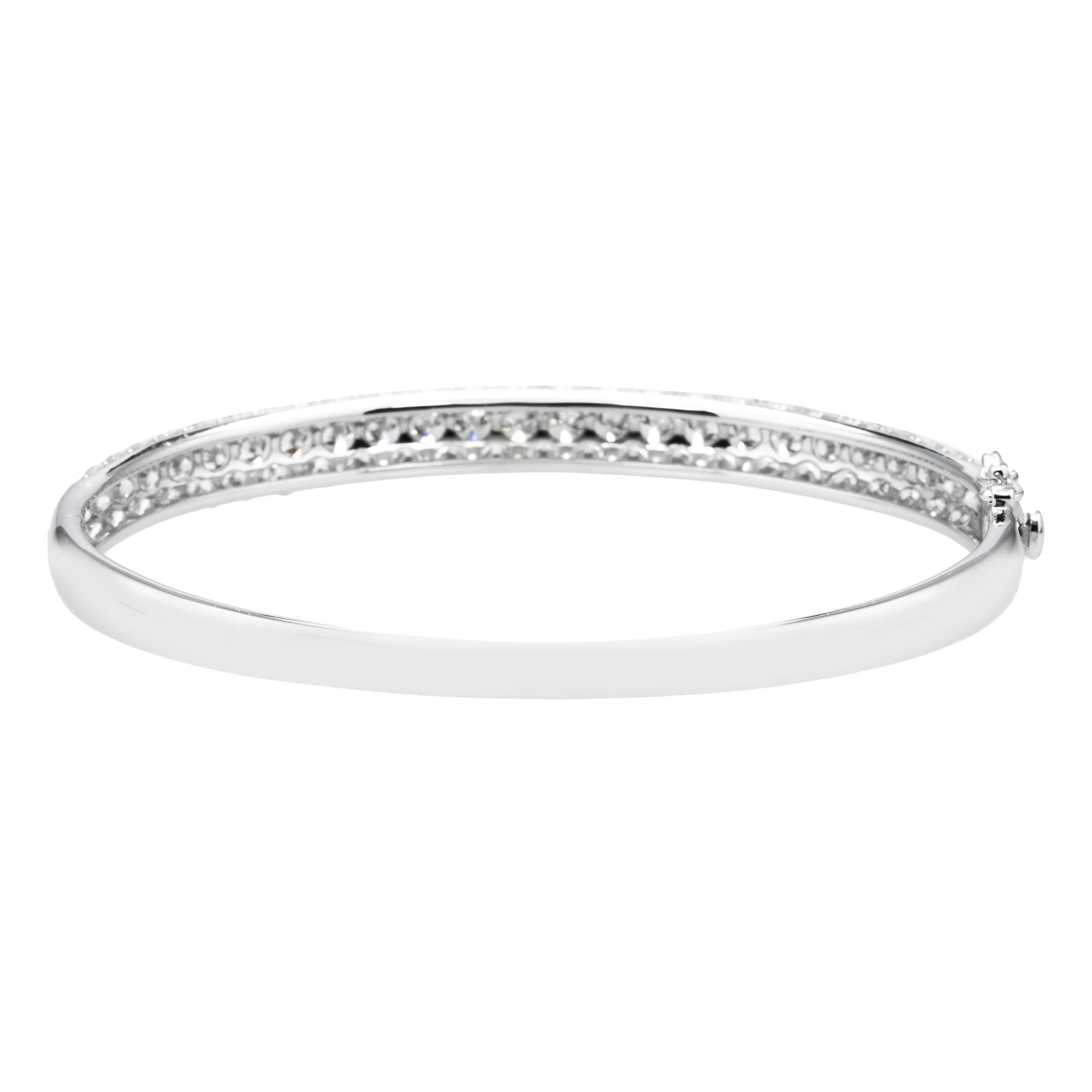 White Gold 5 Row Pave Set Round Diamond Bangle Bracelet 6.62ct