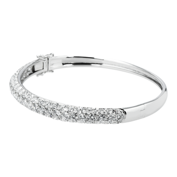 White Gold 5 Row Pave Set Round Diamond Bangle Bracelet 6.62ct