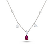 White Gold Pear Ruby & Diamond Necklace 1.86ctw