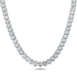 14K White Gold Baguette & Round Cut Flower Diamond Chain 18.98ct