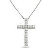 White Gold Round Diamond Cross Pendant & Chain Necklace 1.12ct