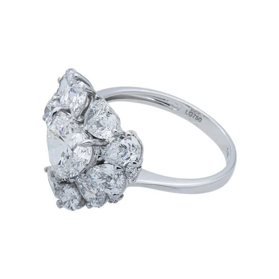 18K White Gold 1.85ct Heart Diamond & Multi Shape Diamond Ring